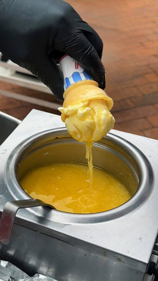 Hot Buttered Popcorn Ice Cream 🍦🍿 

Premium vanilla soft serve dipped in hot salted butter and rolled in popcorn dust.

📍You can find this at @mooliciousfarmsma inside of The Big E (9/18-10/4)

#popcornicecream #icecreamlover #fairfood