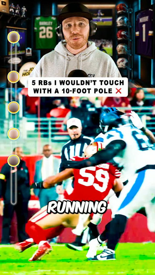 ⬇️ Comment “MVP” for my Top-150

5 RB League Losers

Running backs I wouldn’t touch with a 10-foot pole in fantasy. And if you don’t believe me, I told you to fade Breece Hall in this exact video last year, so listen up.

Starting with Rico Dowdle.
Pittsburgh looks like a good spot, but Jaylen Warren isn’t going anywhere and the Steelers have a brutal RB schedule...
Dowdle could be stuck splitting touches without enough upside. An easy fade.

Next is TreVeyon Henderson.
Described as a “speed bump” in pass protection, and nearly a third of his rookie production came while Rhamondre was hurt...
He may not get enough work to justify his ADP.

Then there’s Ashton Jeanty.
The talent is obvious — led all rookies in yards created behind the league’s worst run-blocking unit...
but the Raiders could still have QB issues, and their RB schedule projects as one of the toughest.
His ceiling could be capped.

RJ Harvey is next.
Posted four Top-12 finishes in the final five weeks of the fantasy season...
but that was driven by volume after J.K. Dobbins went down, not efficiency.
Now Jonah Coleman has impressed coaches enough to potentially take that extra work. Leave Harvey on the board.

But the committee in Tampa is about to sink the last name on this list.
It’s Bucky Irving.

#FantasyFootball
#FantasyFootballAdvice
#FantasyFootballDraft
#FantasyFootballTips
#FantasyFootballLeague