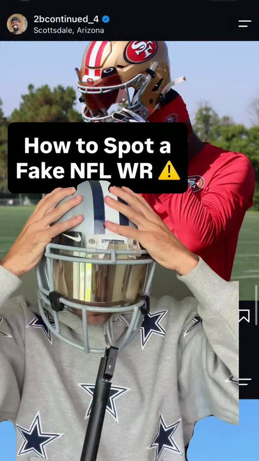 How to Spot a Fake 49ers Wide Receiver 👀 Let’s go thru the IG account of an insane habitual con artist who conned women out of $1.3M using a terrible ploy as an “undrafted” wide receiver for the 49ers. 🫠
So many inconsistencies if you have a trained eye. Let’s go thru a few…