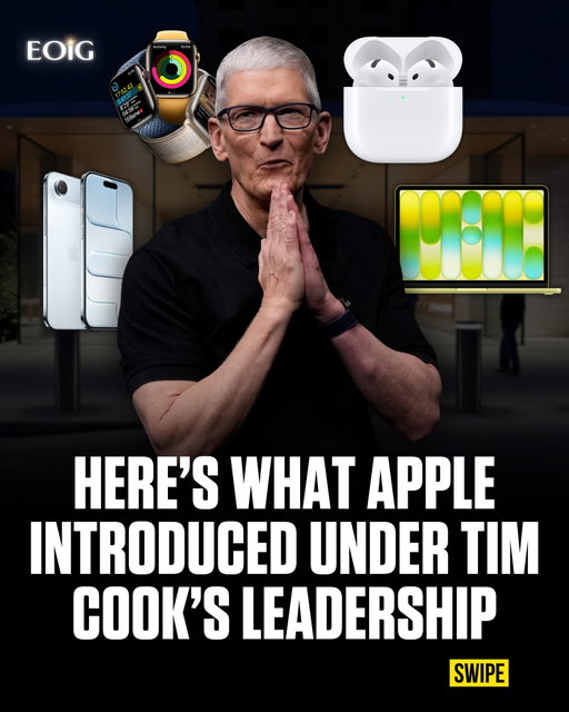 Apple’s Tim Cook era has been less about replacing the iPhone and more about building new products, chips, services, and devices around it.

Apple also pushed much deeper into health, adding ECG, fall detection, crash detection, hearing assistance, sleep-apnea notifications, and other safety features across its devices.

It is also worth separating Cook-era launches from older Apple products, because the iPhone, iPad, Mac, App Store, Siri, and iCloud all existed before he became CEO.

The bigger change under Cook has been how much Apple expanded beyond its original hardware lineup into wearables, custom silicon, spatial computing, AI, health, and safety.

Follow us (@entrepreneursonig) for everything related to entrepreneurs