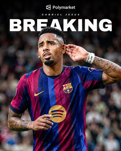 🚨BREAKING: Gabriel Jesus to Barcelona, HERE WE GO 

Fee will be €10m plus add-ons

Via Fabrizio Romano 

Follow @polymarketfc for the latest football news 🗞️