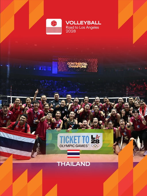 CONGRATULATIONS THAILAND 🇹🇭!

Thailand made history on Sunday evening, defeating hosts China in five sets to retain their @avcvolley Women’s Volleyball Continental Championship title and qualify for the Olympic Games for THE FIRST TIME.

The @fivb Volleyball Empowerment supported team prevailed 3-2 (25-20, 11-25, 23-25, 25-18, 15-10) at the Tianjin Olympic Center Gymnasium, recovering after falling 2-1 behind to claim their fourth continental crown and the direct Asian qualification place for the @LA28 Olympic Games. 

🔗 Full story on fivb.com.

 🇹🇭 #Volleyball #LA28 #Olympics