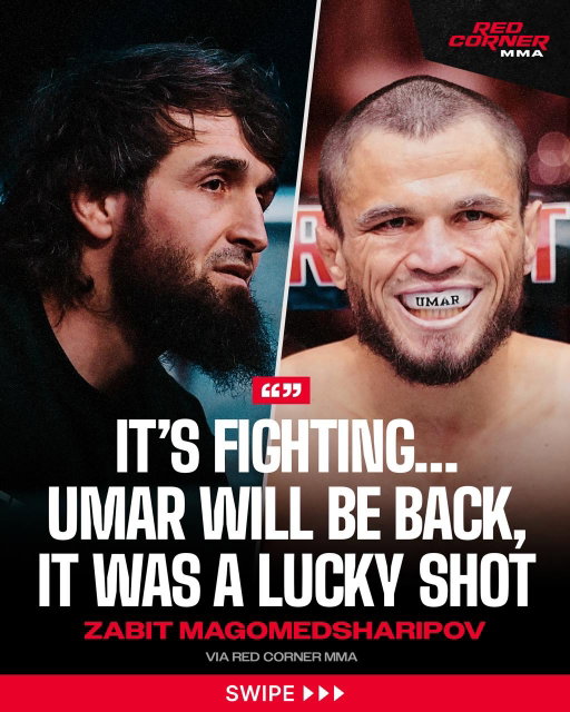 Zabit Magomedsharipov is backing Umar Nurmagomedov to bounce back from his shocking KO loss to Song Yadong.

The two Dagestani fighters have shared the mats in the past, and Zabit knows exactly what it takes to compete at the highest level. Once one of the most feared prospects in MMA, Zabit walked away from the sport after his 2019 win over Calvin Kattar, ending his career with an 18 1 record. 

Now, after Umar suffered the first knockout loss of his career, Zabit insists it was simply a lucky shot and expects him to return stronger.

“It’s fighting. Umar will be back. It was a lucky shot.”