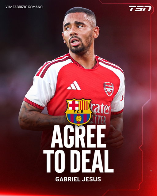 Barcelona have agreed to a deal to sign Gabriel Jesus from Arsenal, per Fabrizio Romano.

Medical booked on Monday, Arsenal to receive €10m package plus add-ons for permanent deal.