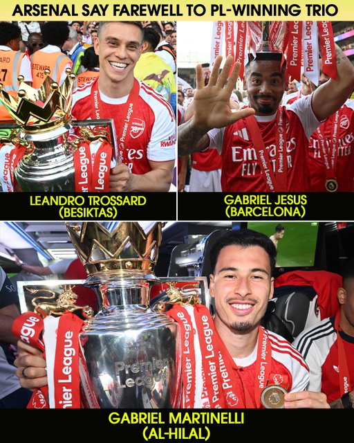 Three members of Arsenal's Premier League-winning attack are set to leave this summer, with Gabriel Martinelli off to Al-Hilal in Saudi Arabia and Gabriel Jesus joining Barcelona, per @fabriziorom 🏆

Leandro Trossard has already signed for Beskitas as Mikel Arteta re-shuffles his attacking cards 👋