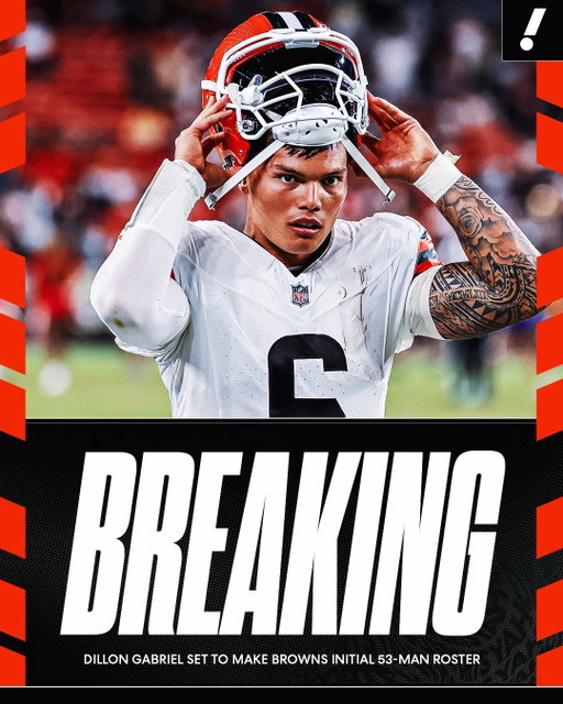 Browns are set to keep QB Dillon Gabriel on their initial 53-man roster, per @jfowlerespn.

The 2025 third-round pick currently sits behind backup Shedeur Sanders and starter Deshaun Watson.