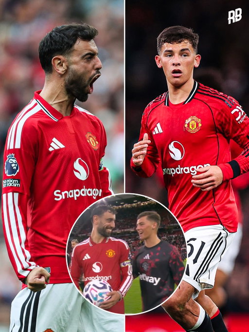Shae Lacey and Bruno Fernandes shared a moment at full-time, with the two seen laughing and chatting together after Bruno’s hat-trick. Any guesses on what was said? 👀🤣

The present and the future of Man United together… having Bruno Fernandes as a mentor is so valuable for Shae. 🤝