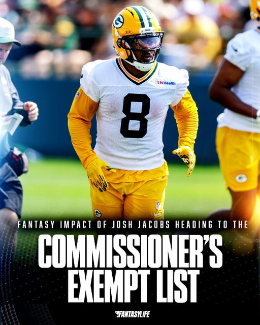 Packers RB Josh Jacobs has been placed on the Commissioner’s Exempt List, making him ineligible to practice or play while on the list.

The fantasy fallout from today’s news ➡️

#Packers #NFL #FantasyFootball #JoshJacobs #KalebJohnson