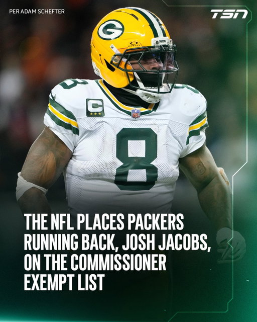 The NFL is placing Green Bay Packers running back Josh Jacobs on the commissioner exempt list, per Adam Schefter.

Jacobs may not practice or attend games while on the list.