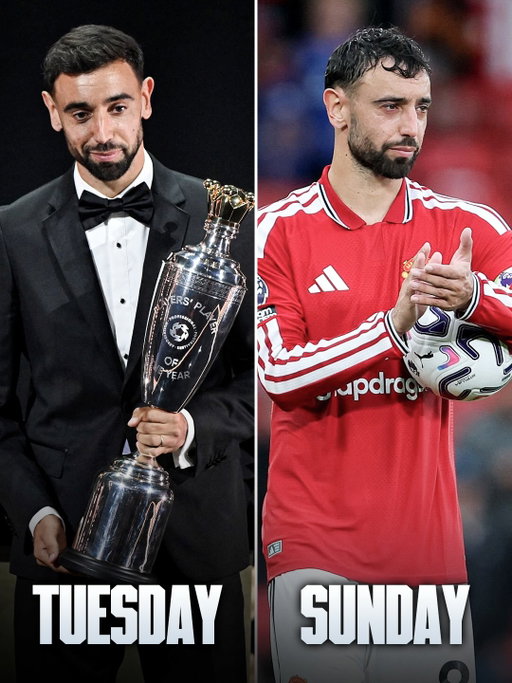 ❤️🏆 Tuesday - Bruno Fernandes 𝐖𝐈𝐍𝐒 the PFA Player Of The Year voted by fellow players.

⚽️⚽️⚽️ Sunday - Bruno scores 𝐇𝐀𝐓𝐓𝐑𝐈𝐂𝐊 for Manchester United at Old Trafford in 5-2 win against Ipswich. 

𝐖𝐇𝐀𝐓 𝐀 𝐖𝐄𝐄𝐊 💫