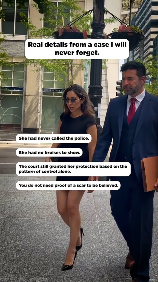 �She had never called the police.

She had no bruises to show.

But the court saw something else: a pattern of control.

Abuse does not always leave a visible scar. Sometimes, the evidence is in the messages, the isolation, the threats, the control, and the pattern that has been happening behind closed doors.

You do not need a scar for your experience to matter.

The content of this video is for informational purposes only and is not legal advice. You should only obtain legal advice from a licensed attorney in your state.