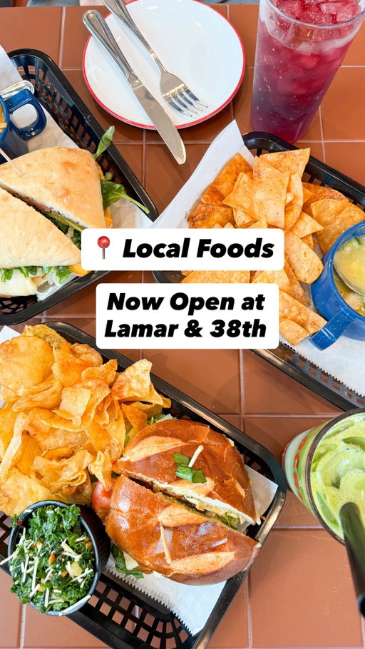 ✨ New location ✨ welcome to Lamar & 38th, @localfoodstexas!

This gal is super happy to have a location of @localfoodstexas outside of downtown that’s easily accessible for all of us north and east of downtown! The new space is an absolute stunner 🤩 with gorgeous inside dining as well as a large covered patio!

We devoured all of this and highly recommend you do too:
🐠 Redfish Ceviche - nice and bright!
🥪 “Crunchy” Chicken Sandwich with a side of kale salad and housemade potato chips - my go to sandwich here!
🍑 Peach Caprese Sandwich - those Fredericksburg peaches tho!
🍓 Matchaberry Latte - loved the muddled strawberries with the matcha 
🍪 Chocolate Chip Cookie - their updated cookie has 60% and 80% @valrhona chocolate and has a nice crunch and chew to it!

We didn’t have room this time but they have soft serve froyo 🍦

Go and check them out in their new location 7 days a week! Parking in the garage is validated for 2 hours 🚗. 📍 3800 North Lamar Blvd
-
-
-
#localfoods #newlocation #nowopen #austintx #eatdrinklocal

[ new location, local Texas foods, breakfast, brunch, lunch, dinner, sandwiches, salads, coffee, cocktails, Austin TX ]