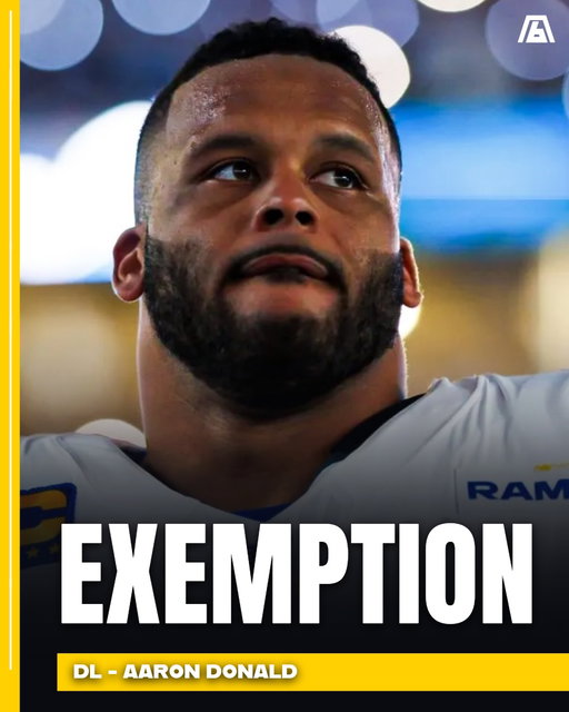 The league granted the #Rams a two game roster exemption for Aaron Donald, so LA can carry him without cutting anyone right away. It runs until Friday, September 11, and after that he has to fit on the 53.
