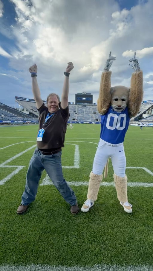 Hit em with a little bit of rhythm and a synonym. Love dancing with @cosmo_cougar at @byufootball 🏈 Thank you for the unforgettable night! @byucougars We had so much fun! ♥️♥️♥️