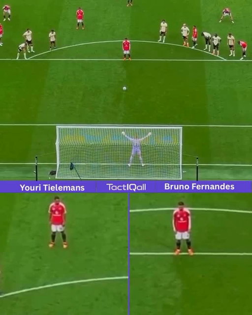 Watch Youri Tielemans during Bruno Fernandes penalty! 👀

Perfect synchronisation 👯‍♂️

🎥 @tactiqall 

#Football #soccer #manutd #bruno