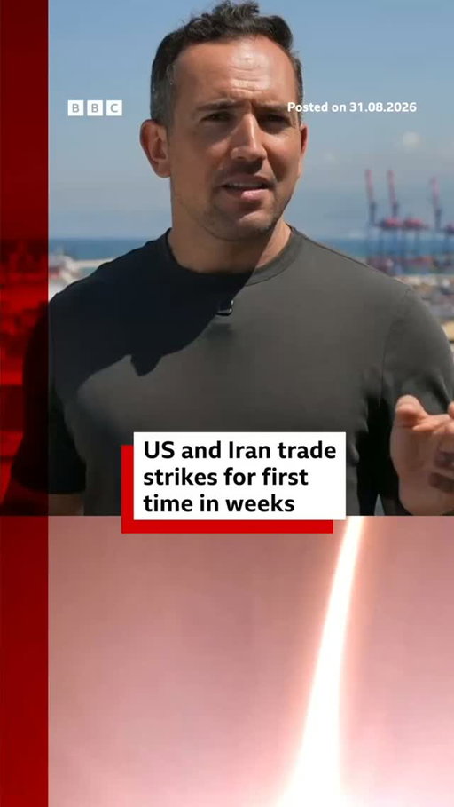 Iran and the US have traded strikes after American forces attacked two rocket launchers on Larak Island in the Strait of Hormuz.
 
The first known US strikes on Iran since late July killed two people and injured two others, according to Iran's Islamic Revolutionary Guard Corps, which vowed "response and punishment".
 
US Central Command said it took "limited, precise action" after observing Iran preparing to "launch rockets and deploy sea mines into the Strait of Hormuz", according to its spokesperson.
Iran said it had struck US military bases in Jordan in response, with Jordan's army saying it had intercepted eight missiles early on Monday morning. Iran's state TV also said the Iranian army had targeted an air base in the UAE with drones.
 
Tap the link in @BBCNews’s bio for more on this story.
 
#US #Iran #BBCNews