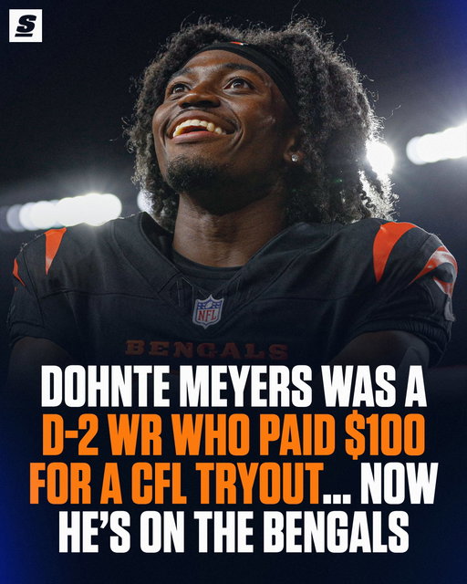 From ZERO D-1 scholarships out of high school to making the Bengals 53-man roster, Dohnte Meyers is the best story of the NFL season. 🥲👏 🧡
[h/t dan_hoard/X, via @bengals]