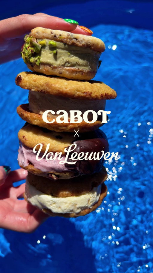GIVEAWAY for the sweetest collab of the summer!🍦 🧀 🍪 The sweet-and-savory summer romance we can't stop thinking about: Cabot cheddar cookies + Van Leeuwen ice cream. These aren't your average ice cream sandwiches. Each one starts with a cheddar-infused cookie and is sandwiched around a scoop of Van Leeuwen's signature ice cream. To celebrate, we're giving away a $50 gift card to Cabot Creamery AND Van Leeuwen!

HOW TO ENTER: 
🍪 Follow @cabotcreamery and @vanleeuwenicecream on Instagram
🍪 Comment which flavor pairing you're trying first!

🍯 Peanut Butter Habanero Cheddar + Honeycomb
🍒 Chocolate Chip Seriously Sharp + Black Cherry Chip
☕ Dark Chocolate & Orange Zest Cheddar + Coffee Affogato
💚 Cheddar Shortbread with Chocolate Chunks + Sicilian Pistachio

Recipes are waiting in the link in bio! Giveaway ends 09/08/26 at 11:59 p.m.; one winner will be selected on or around 09/09/26.

The winner will be selected at random and contacted via @cabotcreamery DM only. Must be 18+ and a U.S. resident to enter. This giveaway is not affiliated with Instagram, and we will never ask for credit card information or contact you from another account.