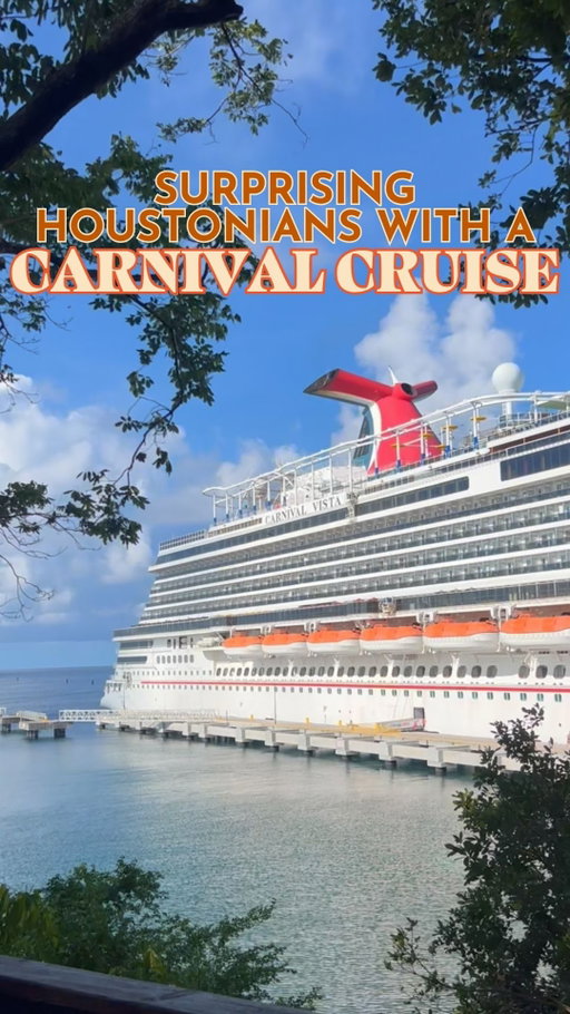 SURPRISING RANDOM HOUSTONIANS WITH A CARNIVAL CRUISE 🛳️✨ We hit up some of Houston’s most iconic spots and surprised a few lucky strangers with a @Carnival Cruise!

If you live in Houston, here’s something you might not think about enough: Galveston is right in your backyard, and Carnival sails directly from there to some of the most beautiful tropical destinations in the world! 🌴 No flights, no airports, no stress–just a quick drive down I-45 and you’re on your way to paradise! 🛳️✨

We stopped at 3 Iconic Houston Spots to quiz Houstonians on some cruise trivia and whoever got it right will walk away with a Carnival Cruise! Just wait for their reactions!!! 🥹

If this isn’t your sign to finally book that cruise vacation, we don’t know what is! Your next tropical getaway is a lot closer than you think. Carnival is calling!

🔗 Link in bio to book your Carnival cruise sailing from Galveston!

#CarnivalPartner #houston #cruise #galveston #houstonvacation