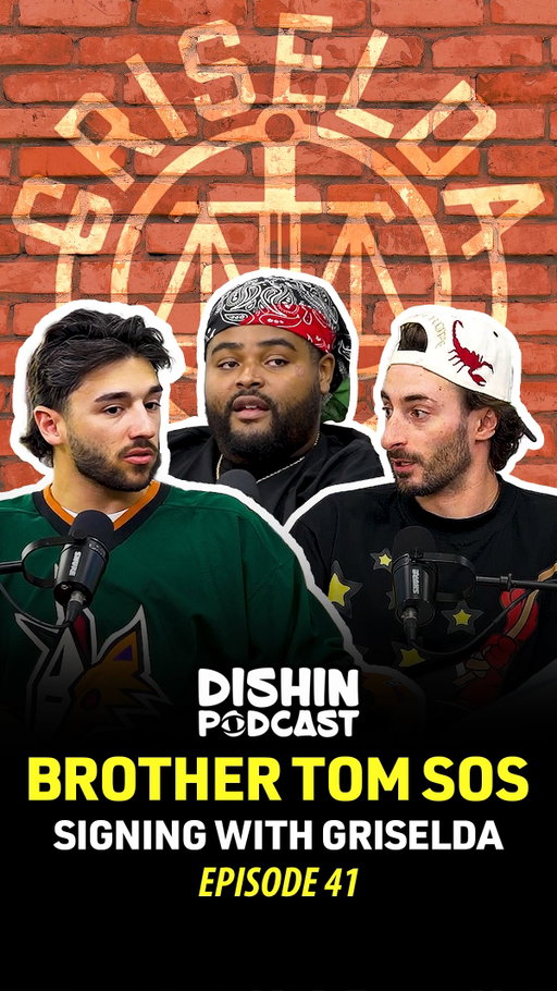 In this episode of the DISHIN® Podcast, @griseldarecords very own, @brothertomsos joins the show! We discuss his music career, growing up in Buffalo, and how he and @westsidegunn linked up for the first time.

We also chat about tour life, connecting with fans around the world and much more! ✨🦂