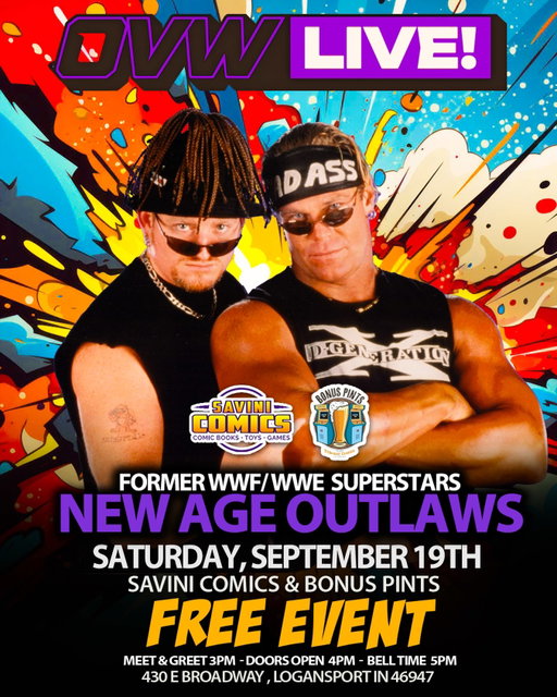 We are having another FREE EVENT Saturday September 19th! Special guests Road Dogg and Billy Gunn will live in attendance at Savini Comics in Logansport IN.