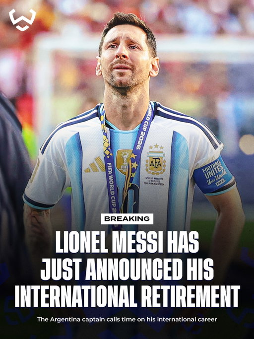 LIONEL MESSI HAS RETIRED FROM INTERNATIONAL FOOTBALL 🇦🇷💔

After 20 unforgettable years, Leo Messi has announced that he will no longer play for the Argentina national team.

The end of an era. Thank you, Leo. 💙🇦🇷