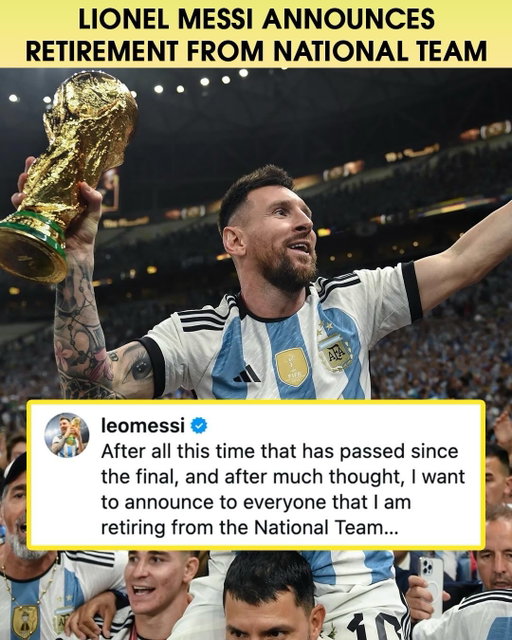 LIONEL MESSI ANNOUNCES HIS RETIREMENT FROM THE ARGENTINA NATIONAL TEAM 😢

The legendary 39-year-old posted a long message on his Instagram announcing his decision to retire from international football. The news comes after Argentina's disappointing World Cup final loss to Spain and the recent death of his father, Jorge 🇦🇷

THANK YOU, LEO 🐐
