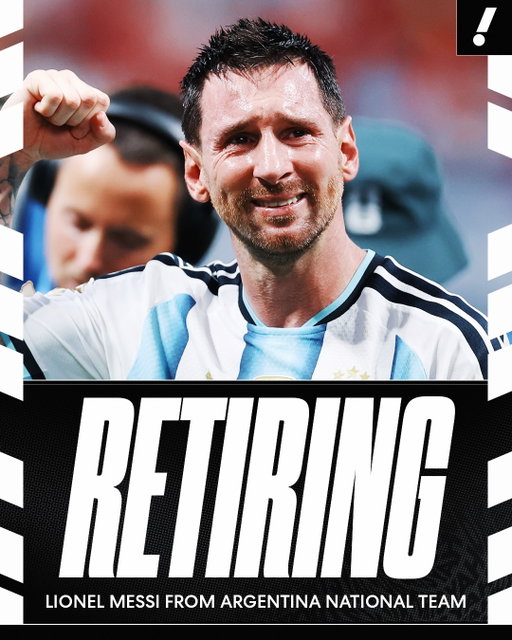 BREAKING: Lionel Messi has announced that he is retiring from the Argentina national team in a handwritten letter posted on Instagram.

“After much thought, I want to announce to everyone that I am retiring from the National Team.”