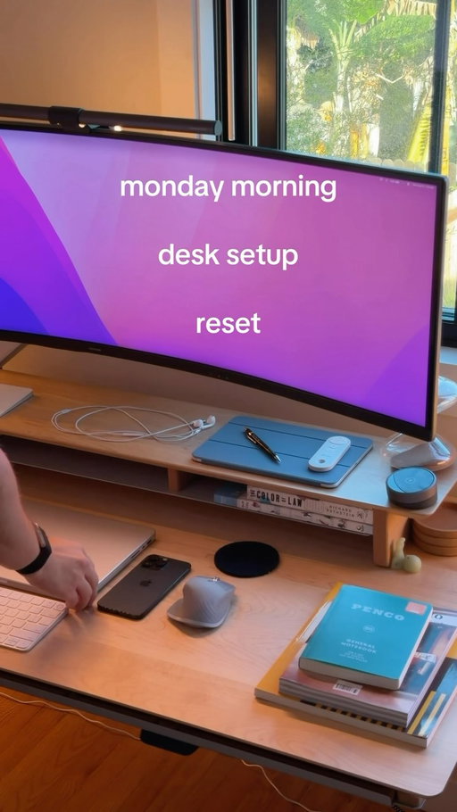 a lazy sunday had me waking up to a mess in my office, morning routine clean up session to start the week right and fresh #desksetup #reset #clean #cleaning #wfhlife