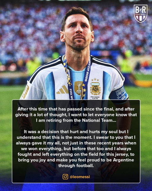 Leo Messi's letter confirming his retirement from the Argentina national team 🩵🤍🩵
