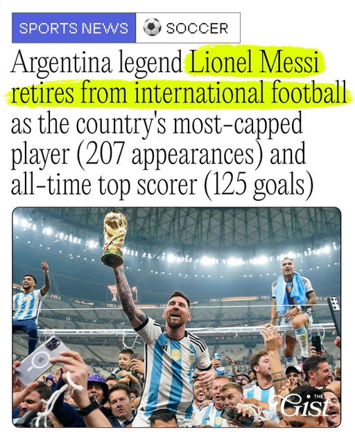 The end of an era. 🐐🇦🇷⁣
⁣
After 21 years, soccer legend Lionel Messi is retiring from international football. The 39-year-old steps away as Argentina's record appearance-maker and all-time leading scorer, with 207 appearances and 125 goals. ⚽⁣
⁣
He led Argentina to the 2022 men's FIFA World Cup and two Copa América titles, while his final World Cup campaign ended with Argentina finishing runners-up to Spain in 2026. 🏆⁣
⁣
Messi said the decision was painful but that he felt "the time has come," closing one of the most decorated chapters in international football history. 👏⁣
⁣
#menssports #soccer #lionelmessi