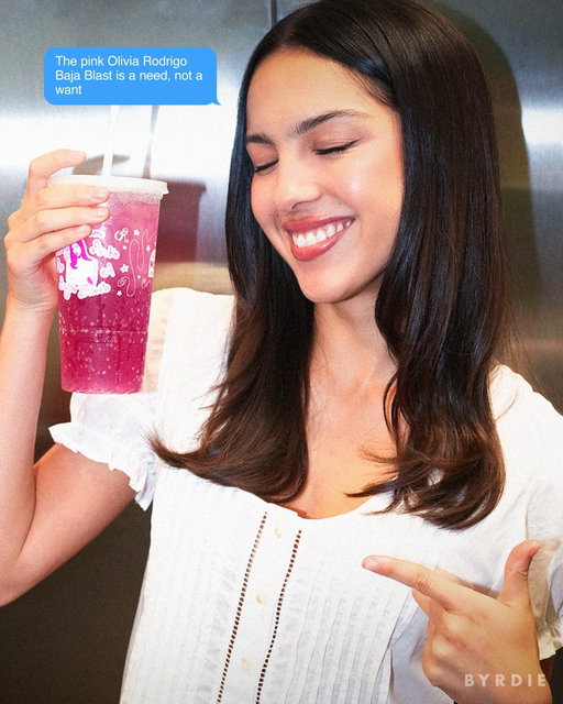 Hot off her music festival Daisy Chain Fields, Olivia Rodrigo has joined up with Taco Bell for her You Seem Pretty Pink for a Baja Blast drink. Of course, the hot pink soda was flowing at the festival, but fear not—you didn't have to attend to get your hands on the tropical lime and pink lemonade drink. 

You Seem Pretty Pink for a Baja Blast is available now at Taco Bell Live Más Café locations, and will be available nationwide on September 24.

📸: @tacobell
