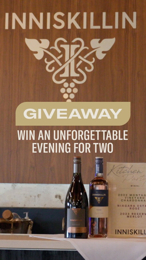 Win TWO seats at our Kitchen Party 🍷👩‍🍳

Imagine spending an evening cooking alongside our chef, enjoying thoughtfully paired wines, and sharing an unforgettable experience in the heart of Niagara-on-the-Lake.

Enter for a chance to win 2 tickets to our Kitchen Party on September 18 for you and a special +1. 

How to enter:
1. Follow @inniskillinwines
2. Tag your plus-one in the comments
3. Share this post to your story
4. Bonus: Tap the repost button for an extra entry

The contest closes on Wednesday, September 9th at 11:59pm EST. Giveaway only redeemable on September 18, 2026.

NO PURCHASE NECESSARY.  Contest entry opens Monday August 31st, 2026 at 1:01 pm EDT and closes on Wednesday September 9th,2026, at 11:59 pm EDT to legal residents of Ontario who have reached the age of majority in Ontario as of date of entry. There is one (1) prize to be won, valued at $290 CAD, consisting of one (1) pair of tickets to the Kitchen Party hosted at Inniskillin Niagara Estate on Saturday, September 18th, 2026. Transportation to and from the Estate is not provided. Participation is limited to one (1) entry per follow plus any additional tags or bonus entries, during the contest period, determined based on the individual's Instagram account. Name, address, age, telephone number, email address, and a correct answer to a math skill-test are required. Visit the link in our bio for more details. Please enjoy our wines responsibly.