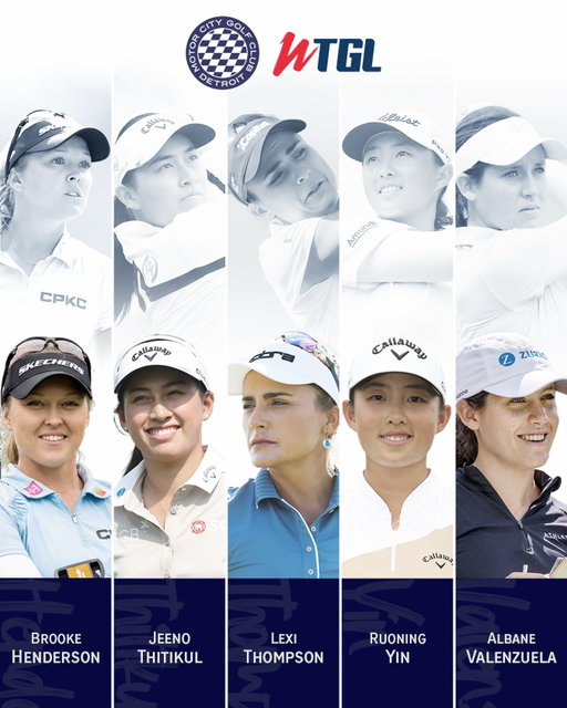 Detroit - meet your Motor City Golf Club WTGL team!

Come November, Atthaya “Jeeno” Thitikul, Lexi Thompson, Ruoning “Ronni” Yin, Brooke M. Henderson and Albane Valenzuela will be representing and playing for another ‘chip for the 313. This is YOUR team!

Between them, these ladies have 41 LPGA Tour victories and four major championships, along with multiple Solheim Cup and Olympic appearances. We’ll see you in November! ⛳️🏁