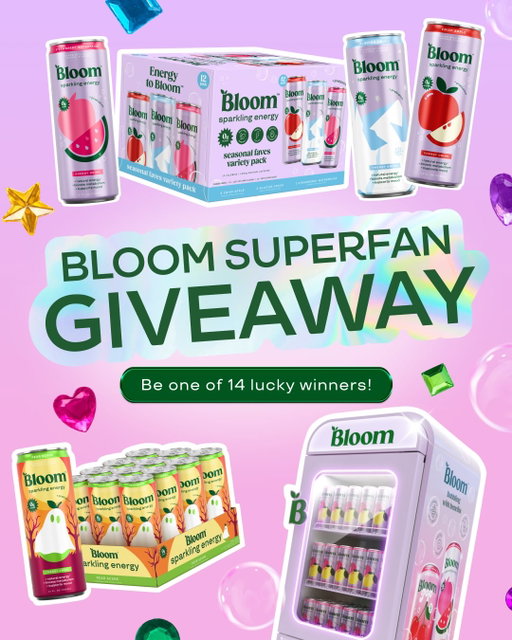 You guys have officially sipped your way through 500 MILLION cans of Bloom... and we want to celebrate YOU with some BIG prizes! 💚

🏆 1 winner: Bloom Mini Fridge + 2 cases of their favorite flavor (Sparkling Energy or Pop!)
✨ 3 winners: A YEAR’s worth of Sparkling Energy (12 Seasonal Faves Variety Packs) 
🍐 10 winners: A case of our NEW Pear Scare!

HOW TO ENTER:
💚 Follow @bloomsupps
💚 Like this post
💚 Tag a friend who’s always sipping Bloom & check your DMs to lock in your entry 👀

Thank you for being part of the Bloom community and for all the love 🫶

NO PURCHASE NECESSARY. Sweepstakes begins 08/31/2026 at 2:30 PM CT and ends 09/09/2026 at 5:00 PM CT. Must be a legal U.S. resident, 18 or older at the time of entry. Other restrictions apply. Void in RI and where prohibited. Sponsor: Bloom Nu, LLC, 500 Chicon Street, Austin, Texas 78702. For Official Rules, see link in bio.