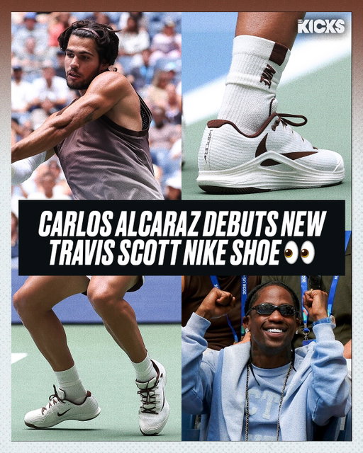Carlos Alcaraz debuted the Travis Scott x Nike Zoom Vapor 12 in his return at the US Open 🔥🎾