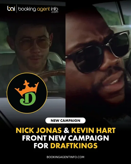 Nick Jonas (@nickjonas) and Kevin Hart (@kevinhart4real) front a hilarious new campaign for sports betting giant DraftKings (@draftkings).

The cross-country ad spot opens with Jonas and Hart embarking on a scenic road trip, with Jonas celebrating that they can finally take the ultimate trip now that DraftKings is live across all 50 states. Cruising past national landmarks from Mount Rushmore through the heart of Texas, Hart enthusiastically agrees as he highlights how sports fans anywhere in the country can now place their bets.

The high-energy alignment adds to both stars' powerhouse commercial resumes, following Hart’s high-profile World Cup pushes for Michelob Ultra and his Luxe Cafe campaign with Ninja Kitchen, alongside Jonas’ recent grooming partnership fronting Schick’s "Do Right By Your Skin" campaign.

DraftKings continues to team up with top-tier entertainment and pop-culture icons, placing Jonas and Hart alongside a legendary roster of past campaign faces that includes Steve Aoki, Ludacris, and Shaquille O’Neal.

Create a free account at BookingAgentInfo.com to be the first to know about new entertainment brand partnerships.

Follow @bookingagentinfo_ for more.