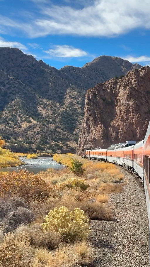This might be one of the most beautiful train rides in the USA 🤩🚂

Follow @thisworldofadventure for more bucket list adventures across the USA 🇺🇸 

📍Royal Gorge Route Railway, Cañon City, Colorado

This ride takes you straight through the Royal Gorge, with 1,000 foot granite walls towering over the Arkansas River. No road or trail gets you this deep into the canyon. It’s a 24 mile round trip with open air cars, insane views, and an up close look at Colorado’s grandest canyon. 

📌 Add this to your USA bucket list 🚂

#viaitcolorado #royalgorge #scenictrain