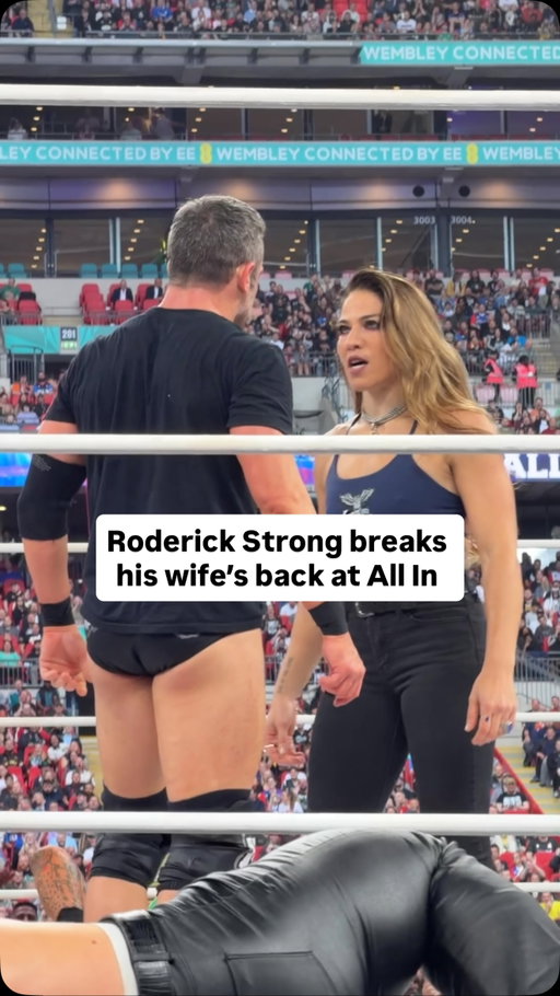 Roderick Strong breaks his wife’s back at All In #AEW