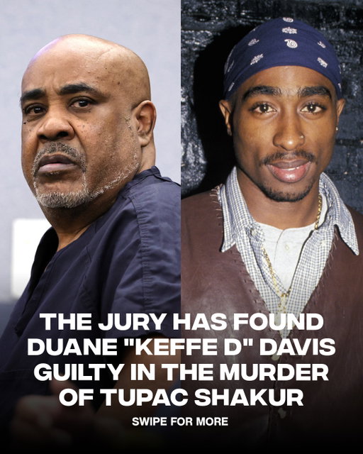 Nearly 30 years after Tupac Shakur was killed in Las Vegas, Duane “Keffe D” Davis has been found guilty of first-degree murder in the rapper’s 1996 death. Davis is the only person ever charged in the case.

LINK IN BIO to read the full story 🔗
ㅤ
📸:GETTY