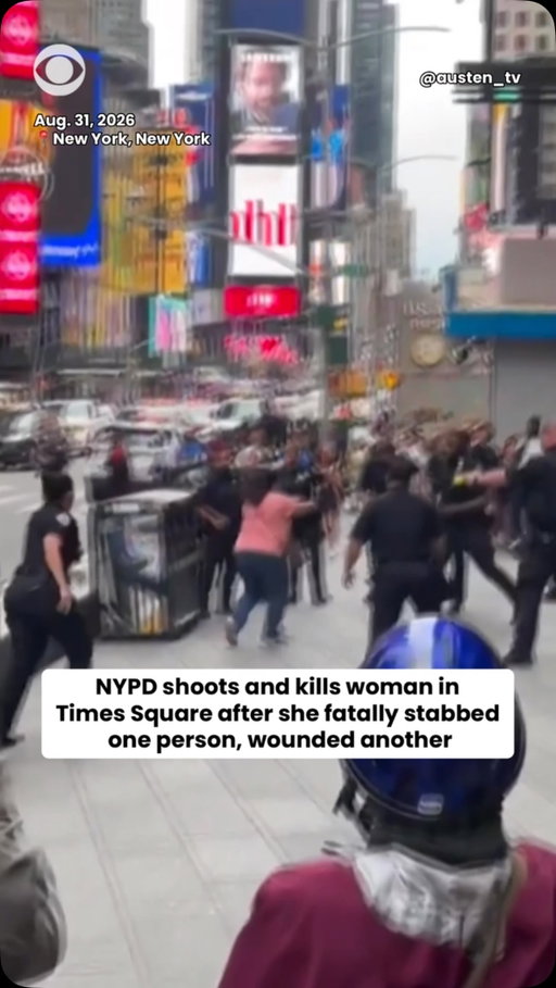 The NYPD is investigating a fatal police shooting that occurred in Times Square on Monday afternoon.

Police Commissioner Jessica Tisch said at an evening news conference officers responded to West 43rd Street and Seventh Avenue just after 4:20 p.m. after receiving a call about “a woman armed with two knives who was stabbing people along Seventh Avenue.”

The suspect, identified as 49-year-old Pamela Cisneros of Queens, was killed by police and a female stabbing victim later died at the hospital, police said. A male stabbing victim remains hospitalized.