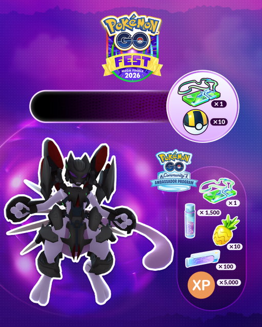 To help you prepare to take on Armored Mewtwo during #PokemonGOFest2026: Mega Finale, we're giving away:
⭐ 1 Premium Battle Pass
⭐ 10 Ultra Balls

To unlock these rewards, work together to reach 1 million check-ins during Mega Ascension and #PokemonGOFest2026 : Mega Finale!

Additionally, each day you check in to a community meetup during the events you'll get Timed Research that awards a Premium Battle Pass, 100 Link Charges, and more!

Gather your raid team. Check in. Take on mega-sized challenges— together! See the link in our bio to learn more!