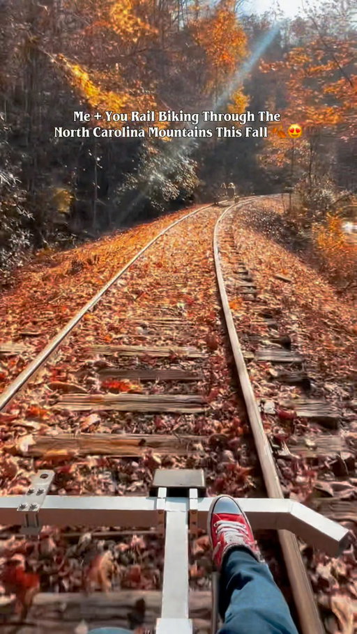 🥹🍁 Promise we’ll go this fall? ✨🚂🍂

There’s a scenic mountain railroad tour in North Carolina that takes you on an unforgettable adventure through the Great Smoky Mountains, and it absolutely belongs on your fall bucket list! 😍⛰️🍁

📍 Andrews Valley Rail Tours in Andrews, North Carolina, offers a guided two-hour journey through the mountains on electric-assisted rail bikes! 🚲🛤️ The electric assist makes pedaling easy, Plus you can hit the cruise button relax, enjoy the ride and soak in all the breathtaking scenery along the way. ✨

Want to enjoy the experience without pedaling? 🙌 You can also book their pedal-free caboose cart for a relaxing ride through the mountains! 🚂🤎

Along the way, you’ll:

🍂 Travel through gorgeous fall foliage
💦 Pass crystal-clear mountain streams
🌉 Cross historic railroad bridges
⛰️ Take in incredible mountain views
🦌 Keep an eye out for wildlife
🚇 Journey through the historic Valley River Tunnel

This is such a fun and unique way to experience fall in the North Carolina mountains! 😍🍁 Send this to your adventure buddy, add it to your fall bucket list and 

FOLLOW me @raleighwanderlust for more EPIC North Carolina adventures! 🚂⛰️✨

@andrewsvalleyrailtours 

📍 Andrews Valley Rail Tours
345 Locust Street
Andrews, NC

#northcarolina #greatsmokymountains #visitnc #railbike #fall