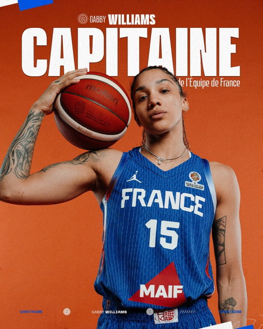Gabby Williams, capitaine des Bleues pour la Coupe du Monde 💙⁣
⁣
Suivez le parcours des Bleues à la Coupe du Monde à partir du 4 septembre en direct sur TMC, TFX et BeIN Sports 📺⁣
⁣
#PassionnémentBleu | #FIBAWWC