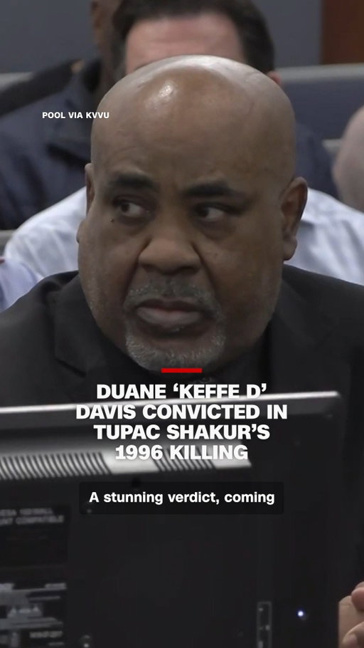 Duane “Keffe D” Davis was found guilty of first-degree murder Monday in the death of Tupac Shakur, which had gone unsolved for nearly three decades. Davis is accused of plotting the 1996 killing near the Las Vegas Strip, and he is the only person ever charged in the murder. CNN’s @joshcampbellcnn reports from outside the courthouse in Las Vegas.

Read more at CNN's link in bio.