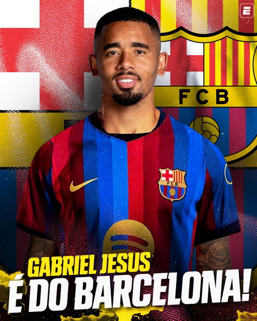ALÔ, MÃE! 📞AGORA É OFICIAL: JESUS CHEGOU EM BARCELONA! 🔴🔵🇧🇷

O clube catalão anunciou de maneira oficial a chegada do atacante brasileiro por meio das redes socias. Gabriel Jesus chega à Espanha após passagem pelo Arsenal, onde foi campeão da Premier League na última temporada.

O brasileiro vai brilhar no Barça, fã de esporte?

#FutebolNaESPN #Barcelona #GabrielJesus