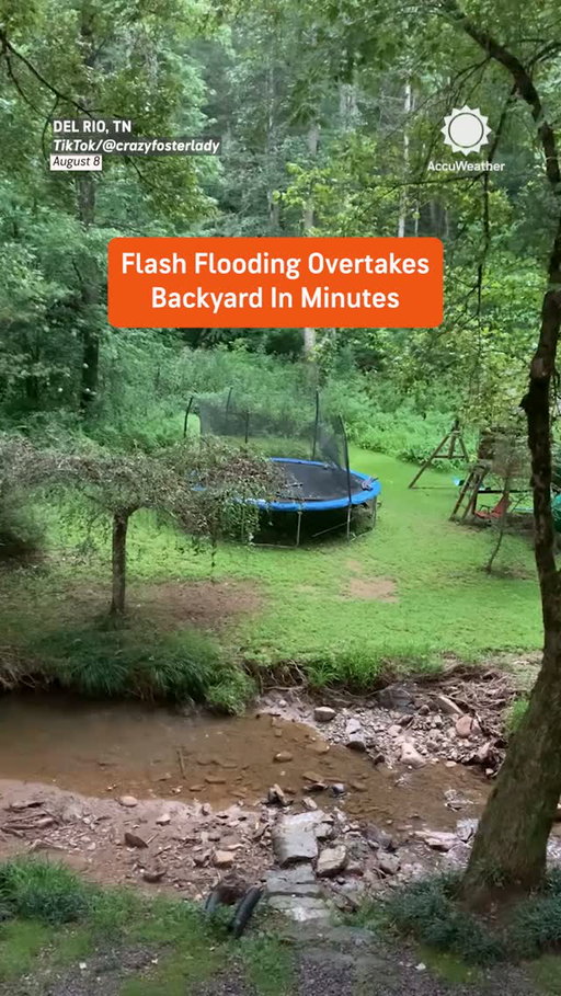 In just 10 minutes, surging floodwater swallowed this backyard in Del Rio, Tennessee, as rain fell at 1 to 2 inches per hour, showing the frightening speed of flash flooding. 🌧️