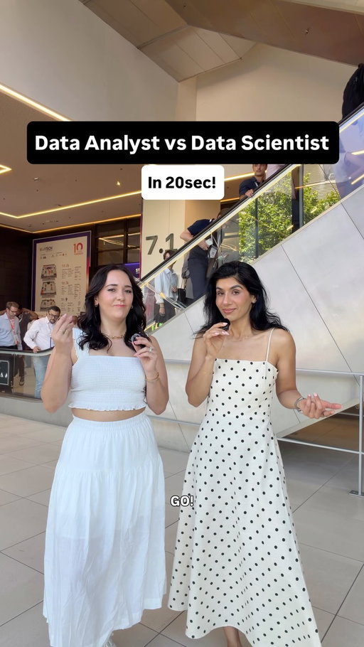 Data Analyst vs Data Scientist with @jessramosdata & @sundaskhalidd in under 20 seconds!

We talked about salary, skills, least favorite part and most favorite part.

Which one would you choose? 👀

Follow @sundaskhalidd & @jessramosdata for more 🤩