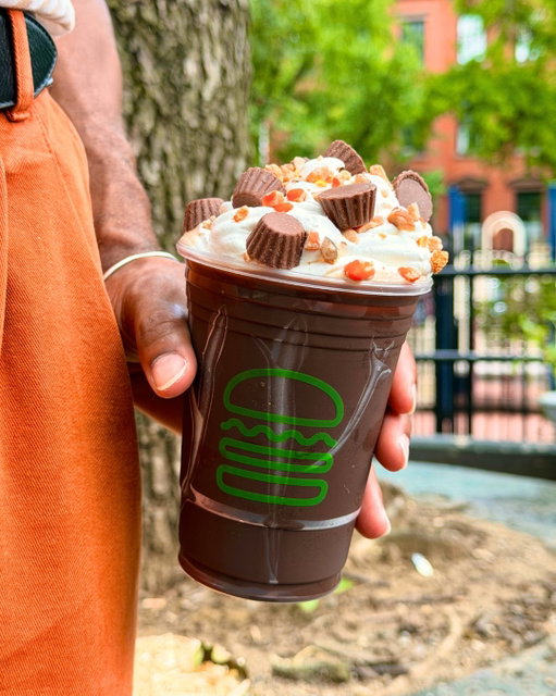 Respectfully, move over pumpkin ➡️
 
Shake Shack’s new Reese’s® Peanut Butter Cup Shake is made with vanilla frozen custard, creamy peanut butter, and fudge sauce in a crackable dark chocolate shell topped with Reese’s® Mini Peanut Butter Cups and Reese’s Pieces.
 
Available now in U.S. Shacks.