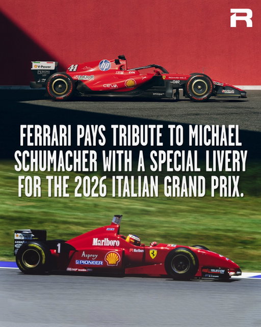 Check out the Ferrari livery for Monza, paying tribute to seven-time world F1 champion Michael Schumacher.

The team is marking the 30th anniversary of Schumacher’s debut with the Scuderia, as well as his first grand prix win at Monza in 1996.